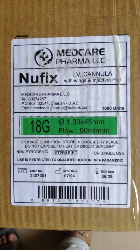 Nufix I.V Cannula 18G