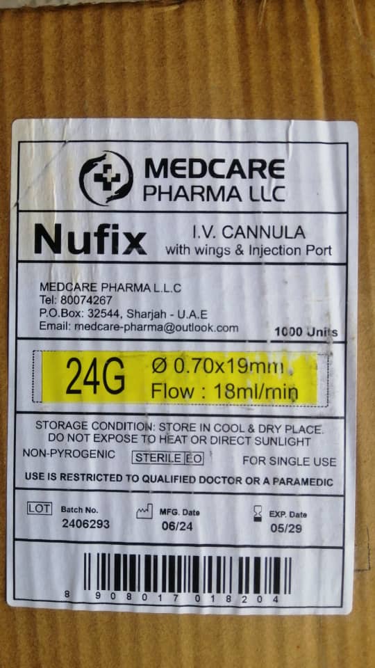 Nufix I.V Cannula 24G