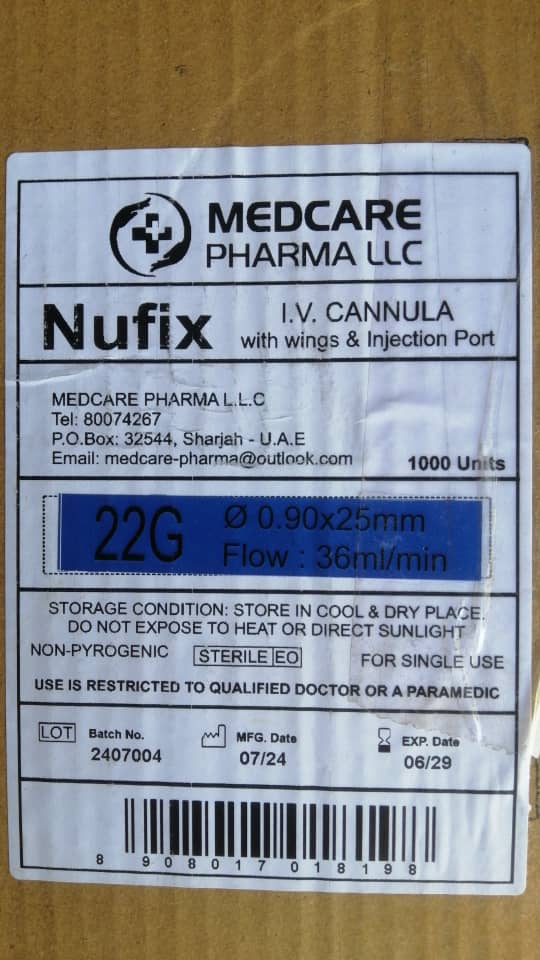 Nufix I.V Cannula 22G